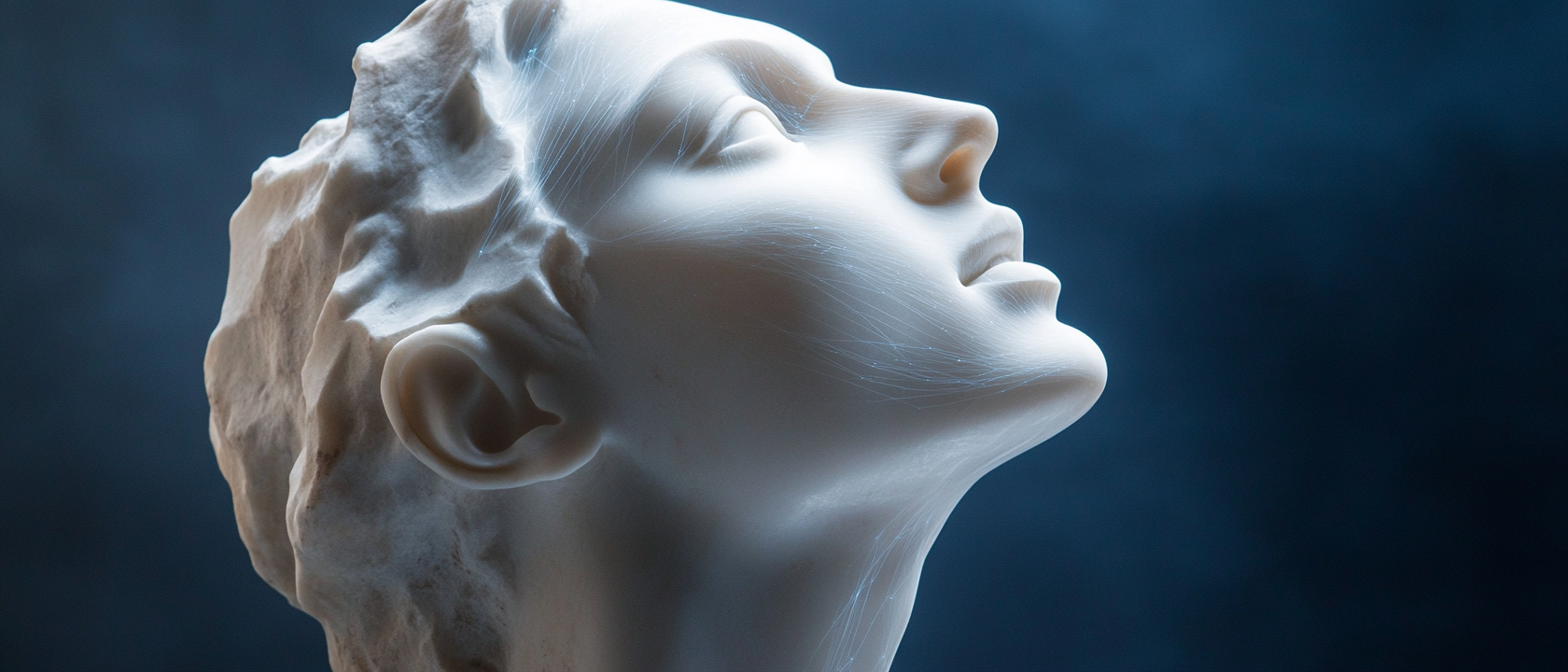 Marble bust illustrating Epitychia's classical-discipline ethos